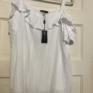 Cable & Gauge white eyelet top